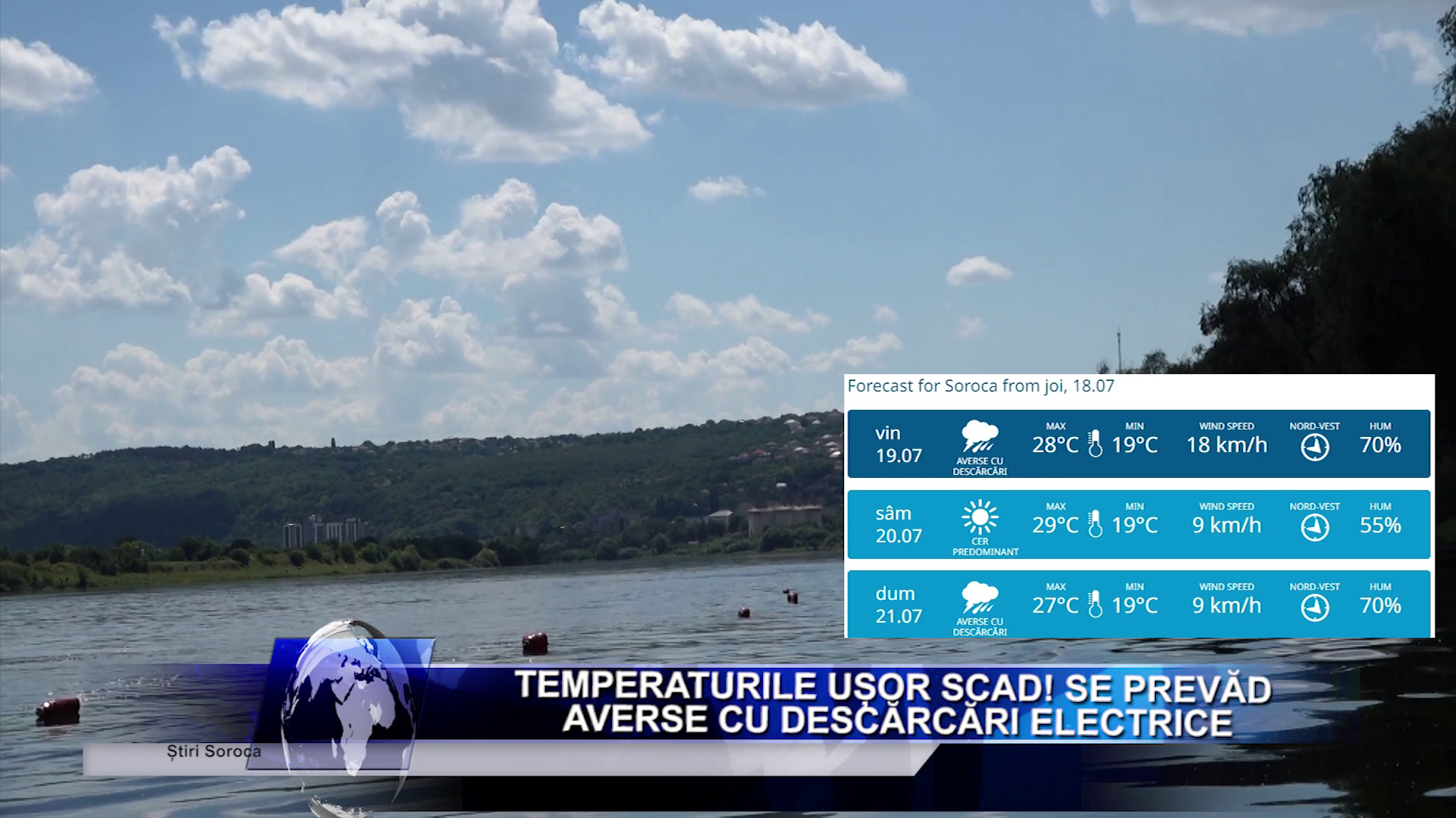 Temperaturile ușor scad! Se prevăd averse cu descărcări electrice