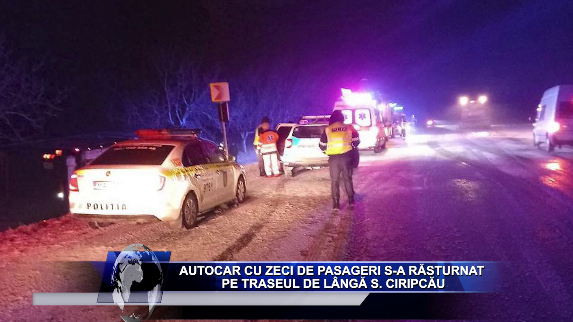 Autocar cu zeci de pasageri s-a răsturnat pe traseul de lângă s. Ciripcău